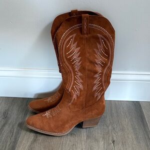 Brown Suede Cowboy Boots